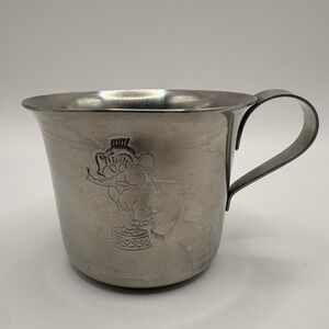 Vintage 18/8 Stainless Steel Denmark Toddler Nursery Cup Mug Etched Elephant-EC